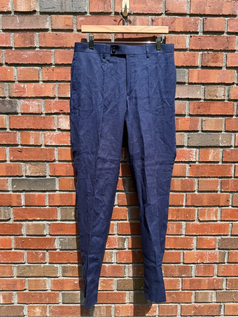 Lauren Ralph Lauren Navy Linen Flat Front Pants